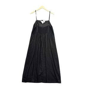 Universal Thread Linen Sundress Sz 2X Lagenlook Midi Black Beach Travel Coastal